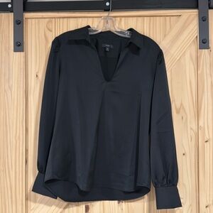 J Crew Collared satin-back crepe popover top